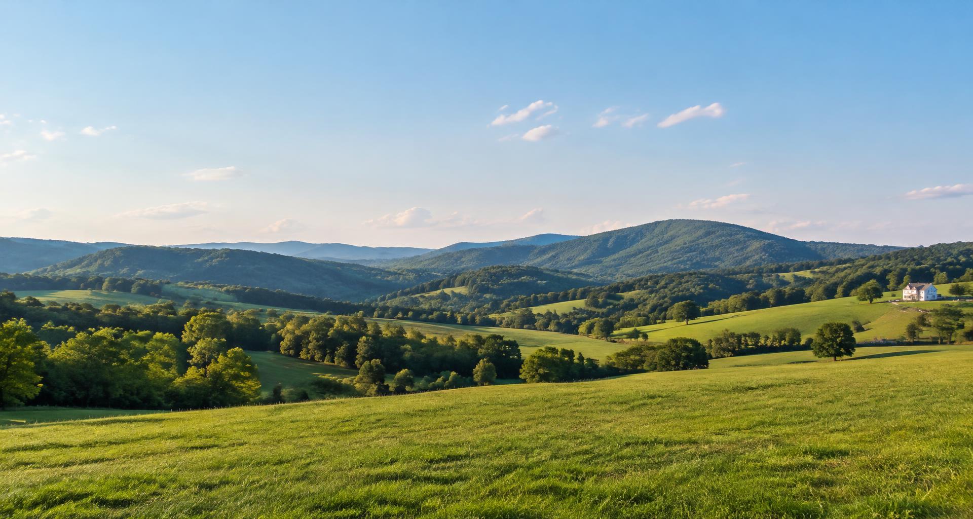 Illustrative Tennessee countryside with rolling green hills